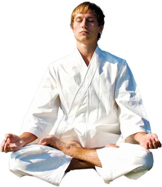 Martial Arts Lessons for Adults in Forney TX - Young Man Thinking and Meditating in White